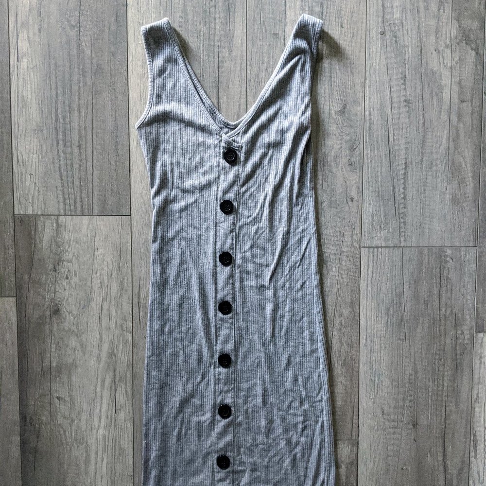 Grey Jersey Bodycon Dress with Tortoise Shell